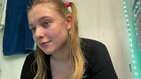 her wet pussy squirts hard in bathroom orgasm frenzy