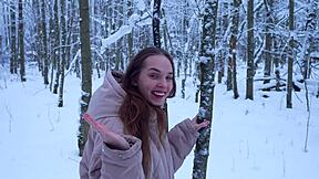 we took a winter forest walk and he stuffed my pussy full in 4k... tim team