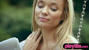 Petite blonde russian milf flaunts small tits outdoors strip