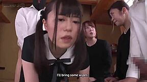 Petite Asian Stepdaughter Gangbanged Masked Outdoor in Front of Family