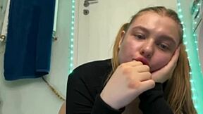 her wet pussy squirts hard in bathroom orgasm frenzy