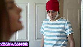 stepmom calls me to suck and ride huge cock together in taboo pov threesome?