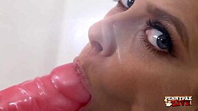 Curvy redheads penny pax violet monroe double dildo gaping pussy fuck ecstasy
