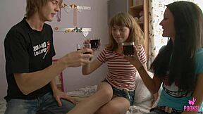 zoe d slurps theo y's hot jizz off yara c's legs