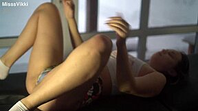 Homemade yoga with cute petite neighbor misssvikki sheer pants
