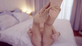 blonde milf dominates you into foot jerking and toe worship