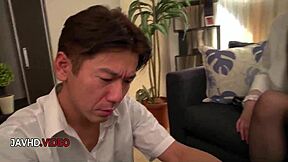 A stockings-clad JAV teen stunner blows then seduces her horny milf friend.