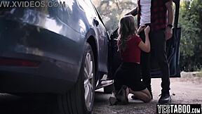 STRANDED BLONDE MILF HITCHHIKES FOR BIG COCK OUTDOOR POUNDING