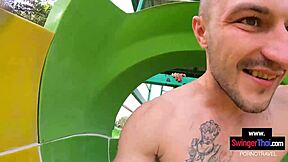 Cute amateur Thai teen girlfriend gets creampie after pool fun with boyfriend 😘💦