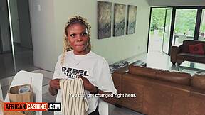 Fake Casting: Big Tits Ebony Teen Rammed by Huge White Cock!