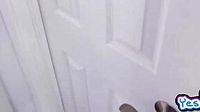 Gagging on Caroline Sweets' Deep Throat Monster Cock