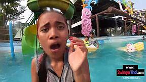 Cute amateur Thai teen girlfriend gets creampie after pool fun with boyfriend 😘💦