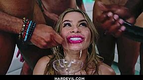 nicole arias takes multiple monster cocks in wild interracial blowbang