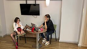 boss did you see your slutty secretary squirt on office floor with sperm on glasses??