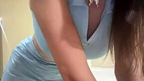 Stepsis big tits slamming huge dildo, you watching her squirt?