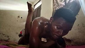 petite neighbor meets strong african man