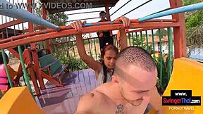 Cute amateur Thai teen girlfriend gets creampie after pool fun with boyfriend 😘💦