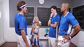 step sis cheerleader takes double monster cocks in rough foursome?