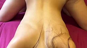 front view of slutty girlfriend's skinny ass bent over doggystyle pounding