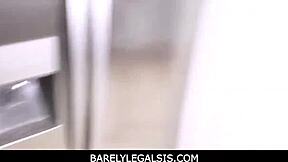 stepsister spreads legs for kitchen fuck