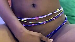 Worship this skinny ebony wife's ass while she fingers pussy live