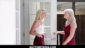 young blonde stepsisters crave husband's group pounding