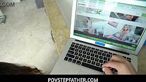april olsen plays game then blows and rides stepdaddy pov