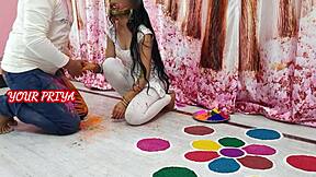 holi fun: indian priya fucks stepbrother rough during festival play 🎉🍆