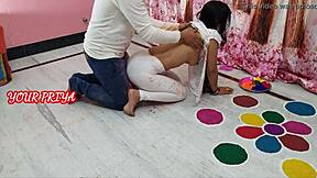 holi fun: indian priya fucks stepbrother rough during festival play 🎉🍆