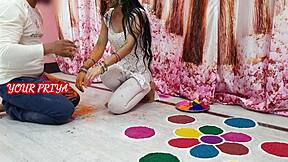 holi fun: indian priya fucks stepbrother rough during festival play 🎉🍆