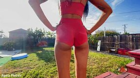 vivas shakes her sizzling big ass in yoga shorts outdoor slow motion