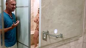 stepdad scrubs then fucks his chubby bbw stepdaughter in shower
