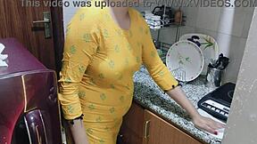 i spot my horny stepmom bent over in kitchen and fuck her big tits hard