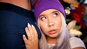 Colombian BBW Blonde Teases Boyfriend's Cock Over Boxer Shorts Seductively