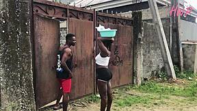 Horny Black Boy Fucks Sexy Water Seller Doggystyle Creampie
