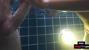 thai teen gf rides big cock boyfriend in pool