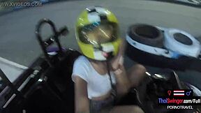 big ass thai gf rides monster cock homemade after karting date with boyfriend