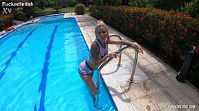 lola bunny ashley rose skinny wet tits poolside outdoors