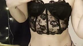 Goth petite teen shakes fat ass in lingerie