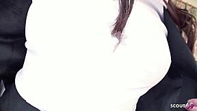 nerdy glasses secretary seduces for anal dp creampie 😈