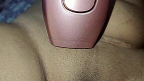 Stepbrother shaves stepsister's long hairless pussy and tight body bare