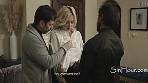 three priests bang petite blonde in cinema