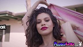 adorable latina teen natalie del real strips to reveal natural boobs