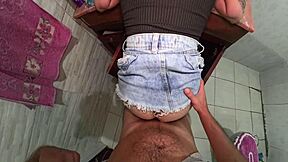 Housewife no panties seduces plumber fixing sink?
