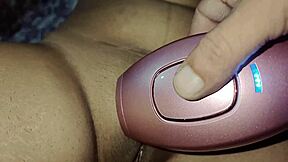 Stepbrother shaves stepsister's long hairless pussy and tight body bare