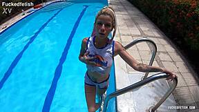 lola bunny ashley rose skinny wet tits poolside outdoors