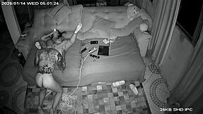 stepdaughter gropes stepdad's cock till hard then rides bareback!