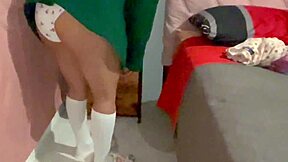 i hide stepsis uniform skirt so she fucks me doggy hard