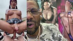 check out this filthy asian trans cumming hard cowgirl on cock