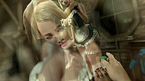 Bound gym maid milf slurps balls, squirts on monster cock in full game shadows part 1.